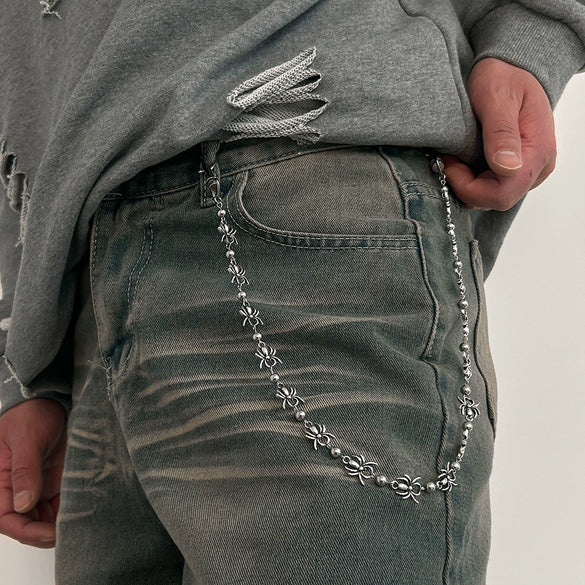 Men's Hip Hop Punk Metal Waist Chain With Dark Spider Design