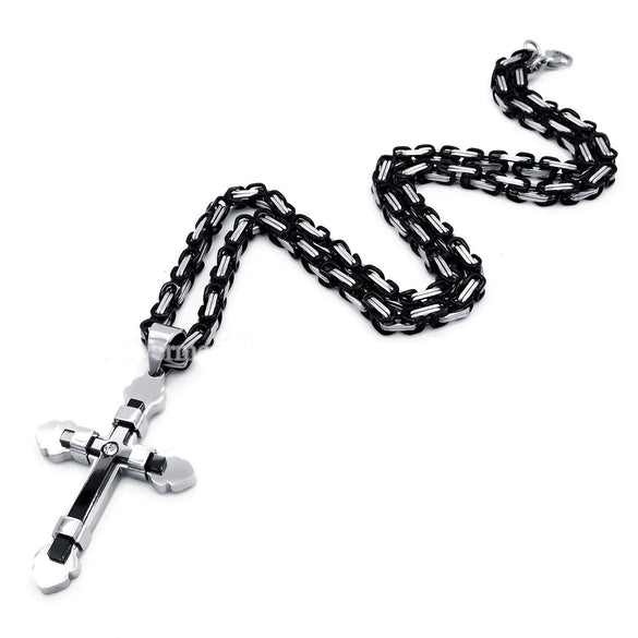 Men's Hip Hop Stainless Steel Cross Pendant Necklace