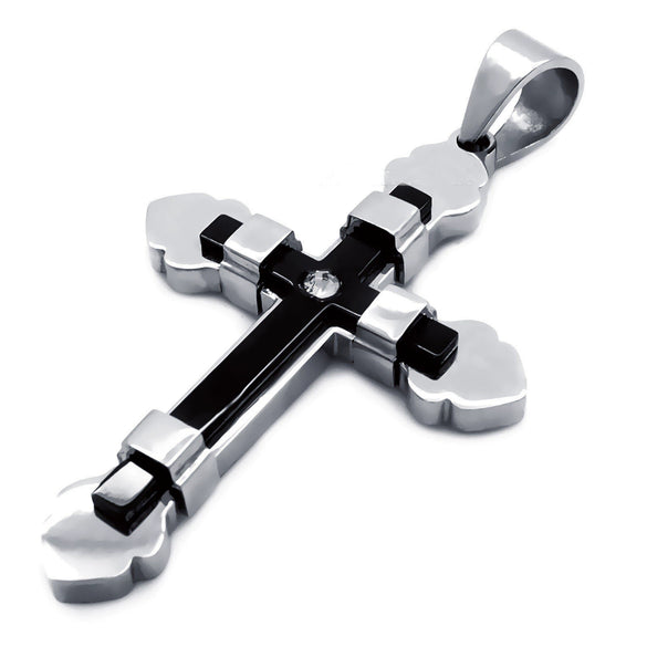 Men's Hip Hop Stainless Steel Cross Pendant Necklace