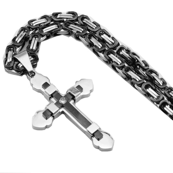 Men's Hip Hop Stainless Steel Cross Pendant Necklace