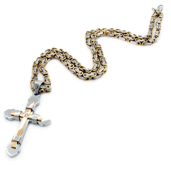 Men's Hip Hop Stainless Steel Cross Pendant Necklace