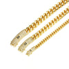 Men's Hip Hop Stainless Steel Cuban Chain Jewelry With Geometric Pattern Buckle And Zircon Polished And Electroplated