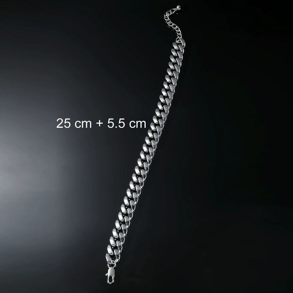 Men's Hip Hop Style Alloy Cuban Chain Anklets With Geometric Rhinestone Inlay