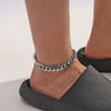 Men's Hip Hop Style Alloy Cuban Chain Anklets With Geometric Rhinestone Inlay