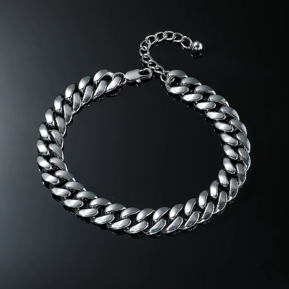 Men's Hip Hop Style Alloy Cuban Chain Anklets With Geometric Rhinestone Inlay