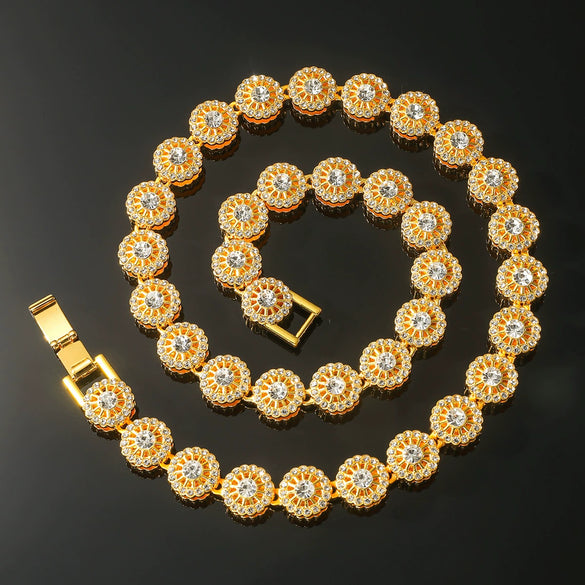 Men's Hip Hop Style Alloy Jewelry With Geometric Pattern And Diamond Cuban Chain Necklace