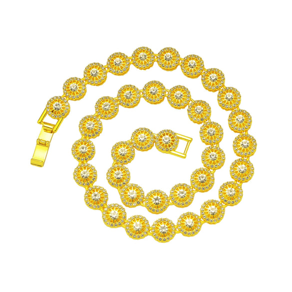 Men's Hip Hop Style Alloy Jewelry With Geometric Pattern And Diamond Cuban Chain Necklace
