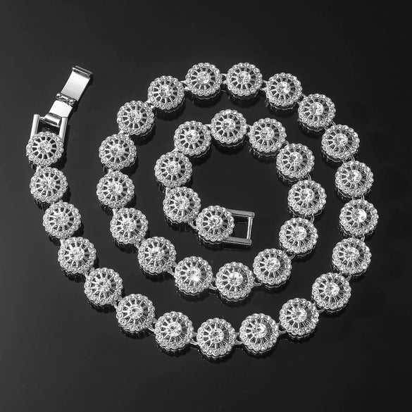 Men's Hip Hop Style Alloy Jewelry With Geometric Pattern And Diamond Cuban Chain Necklace