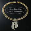 Men's Hip Hop Style Alloy Pendant Necklace With Rhinestone And Letter B Design Cuban Chain Accessories