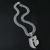Men's Hip Hop Style Alloy Pendant Necklace With Rhinestone And Letter B Design Cuban Chain Accessories