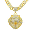 Men's Hip Hop Style Alloy Threedimensional Lion Head Pendant Cuban Chain Necklace With Diamond Design