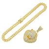 Men's Hip Hop Style Alloy Threedimensional Lion Head Pendant Cuban Chain Necklace With Diamond Design