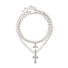 Men's Hip Hop Style Imitation Pearl And Alloy Cross Pendant Handmade Necklace With Geometric Pattern