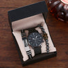 Men's Hip Hop Style Quartz Watch Alloy And Titanium Metal Bracelet 3 Piece Set With Round Dial And Spiral Crown