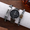 Men's Hip Hop Style Quartz Watch Alloy And Titanium Metal Bracelet 3 Piece Set With Round Dial And Spiral Crown