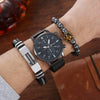 Men's Hip Hop Style Quartz Watch Alloy And Titanium Metal Bracelet 3 Piece Set With Round Dial And Spiral Crown
