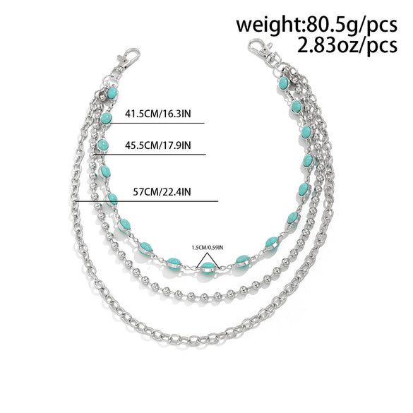 Men's Hip Hop Style Turquoise Metal Waist Chain Pendant Accessories