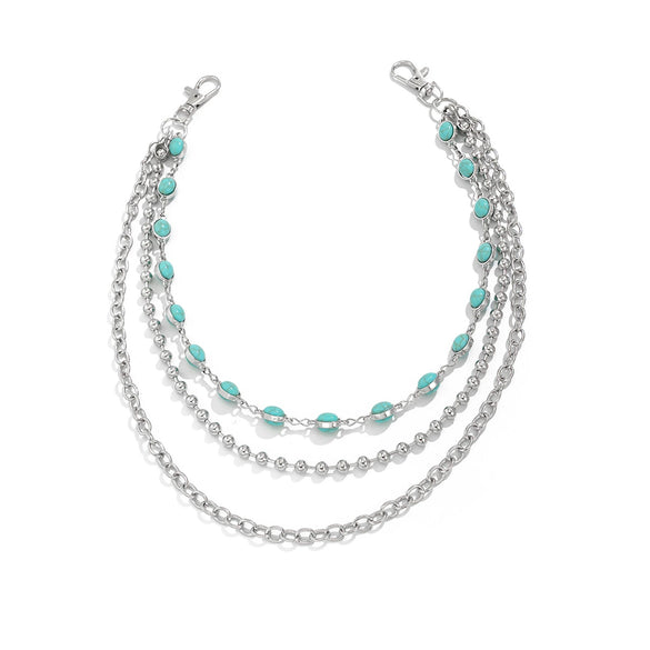 Men's Hip Hop Style Turquoise Metal Waist Chain Pendant Accessories