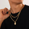 Men's Hiphop Allmatch Geometric Round Bead Necklace Handmade With Alloy Pendant