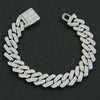 Men's Hiphop Alloy Cuban Chain Bracelet With Geometric Diamond Design