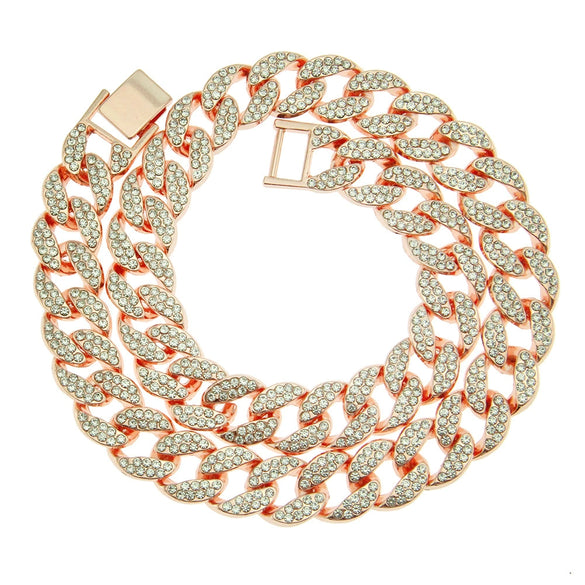 Men's Hiphop Alloy Cuban Chain Diamond Geometric Necklace