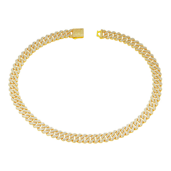 Men's Hiphop Alloy Cuban Chain Necklace With Rhombus And Diamond Design