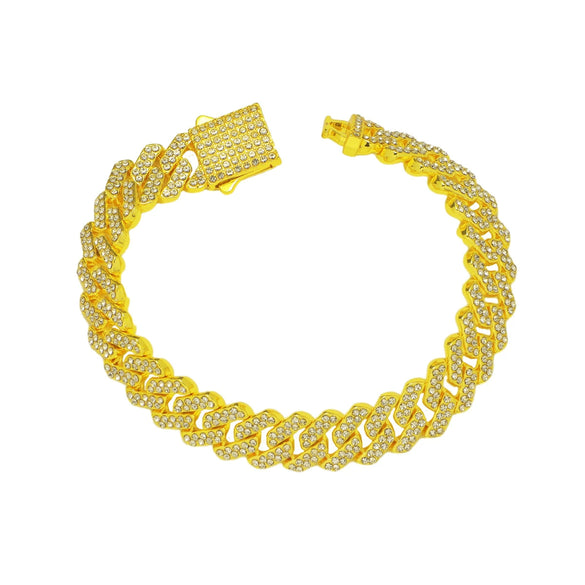 Men's Hiphop Alloy Cuban Chain Necklace With Rhombus And Diamond Design