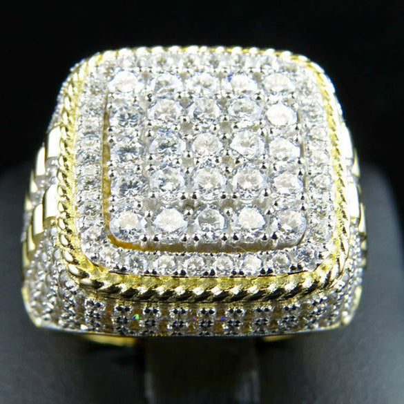 Men's Hiphop Alloy Diamond Geometric Ring