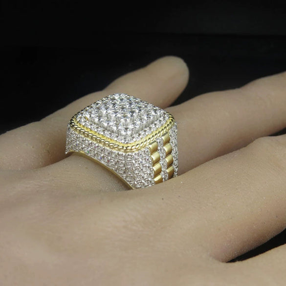 Men's Hiphop Alloy Diamond Geometric Ring