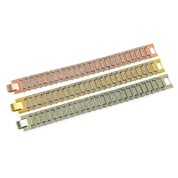 Men's Hiphop Alloy Geometric Diamond Bracelet