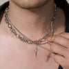 Men's Hiphop Alloy Iron Geometric Handmade Doublelayer Spliced Sword Pendant Layered Necklace