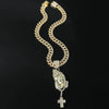 Men's Hiphop Alloy Jewelry With Pray Hand Cross And Geometric Diamond Design Cuban Chain Necklace