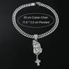 Men's Hiphop Alloy Jewelry With Pray Hand Cross And Geometric Diamond Design Cuban Chain Necklace