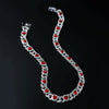 Men's Hiphop Alloy Love Heart Diamond Cuban Chain Necklace And Bracelet Jewelry