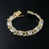 Men's Hiphop Alloy Love Heart Diamond Cuban Chain Necklace And Bracelet Jewelry