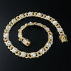 Men's Hiphop Alloy Love Heart Diamond Cuban Chain Necklace And Bracelet Jewelry