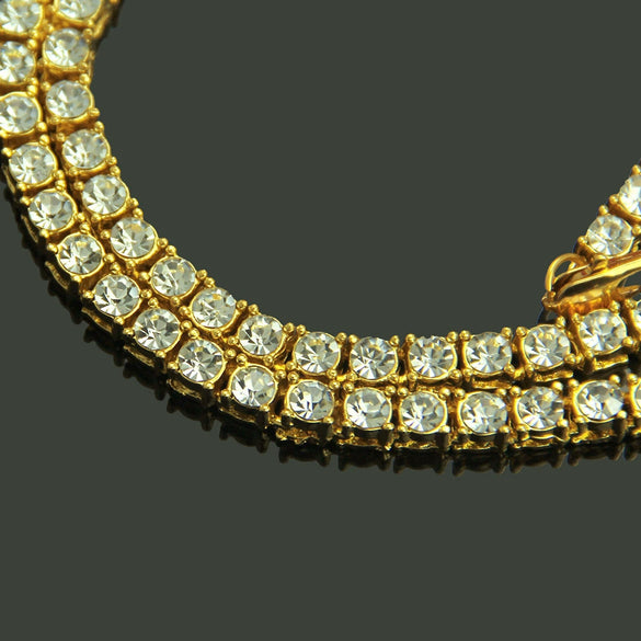 Men's Hiphop Alloy Necklace With Diamond And Geometric Pattern Drill Discharge Chain