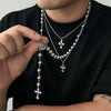 Men's Hiphop Cross Necklace Alloy Geometric Pattern Handmade Round Beads Regular Chain Jewelry