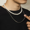 Men's Hiphop Geometric Box Chain Imitation Pearl Doublelayer Necklace