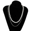 Men's Hiphop Geometric Box Chain Imitation Pearl Doublelayer Necklace