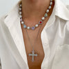 Men's Hiphop Geometric Zinc Alloy Handmade Cross Pendant Necklace