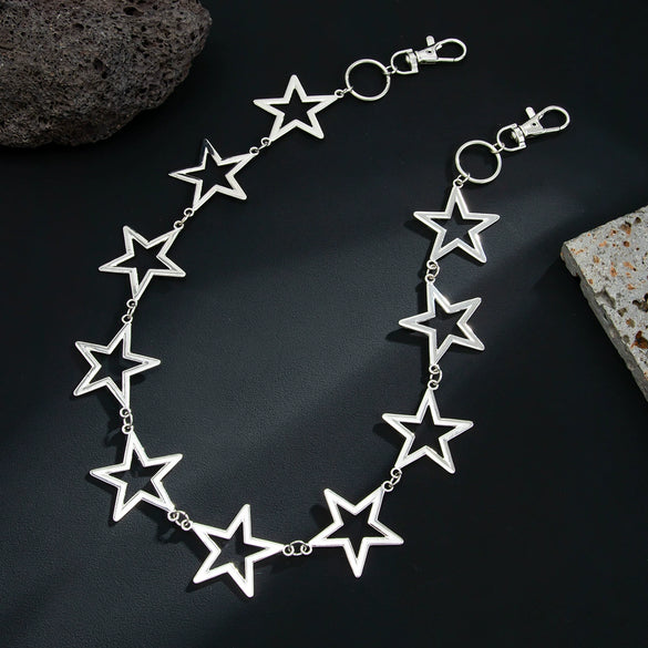 Men's Hiphop Metal Fivepointed Star Pants Pendant Waist Chain
