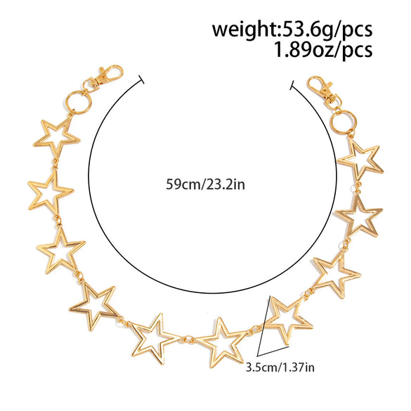 Men's Hiphop Metal Fivepointed Star Pants Pendant Waist Chain