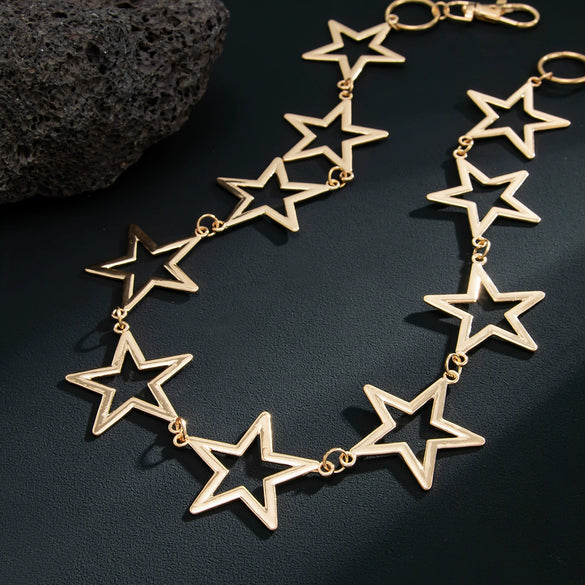 Men's Hiphop Metal Fivepointed Star Pants Pendant Waist Chain
