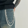 Men's Hiphop Metal Imitation Pearl Small Flower Diamondencrusted Pants Chain Pendant Jewelry