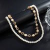 Men's Hiphop Metal Imitation Pearl Small Flower Diamondencrusted Pants Chain Pendant Jewelry