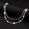 Men's Hiphop Metal Pants Chain Waist Accessories With Pearl Stitching