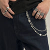 Men's Hiphop Metal Pants Chain Waist Accessories With Pearl Stitching