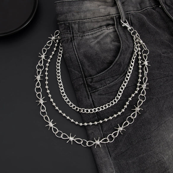 Men's Hiphop Metal Pants Chain With Cross Design