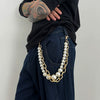 Men's Hiphop Metal Pants Chain With Large Pearl And Double Circle Design